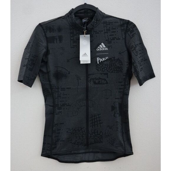 Adidas HF9020 Women Sz M Black Parley Full Zip Short Sleeve Cycling Jersey - Picture 1 of 9